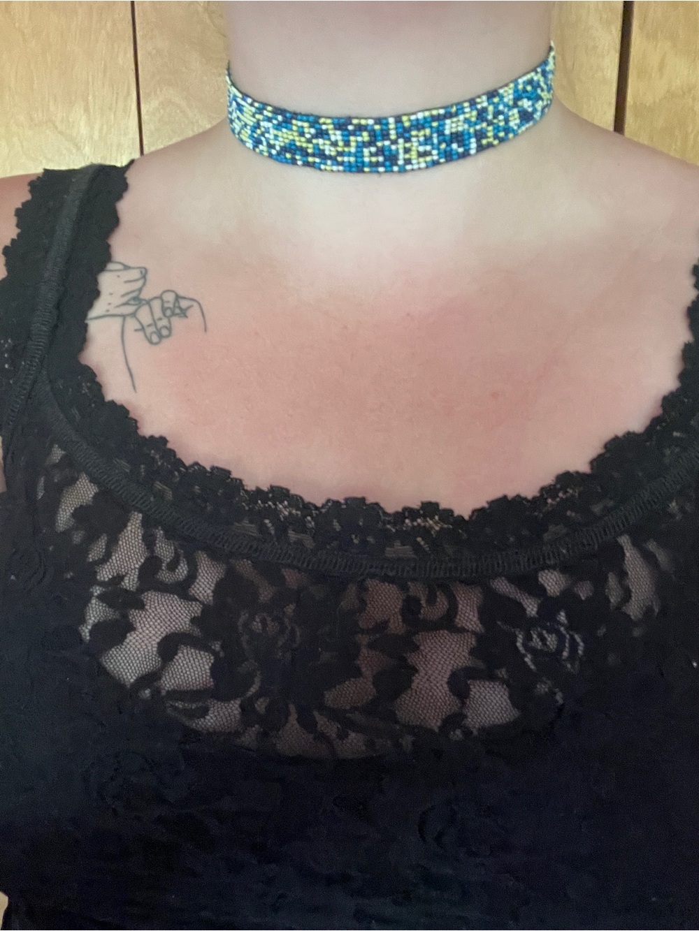 Mudd Blue and Yellow Beaded Choker Necklace